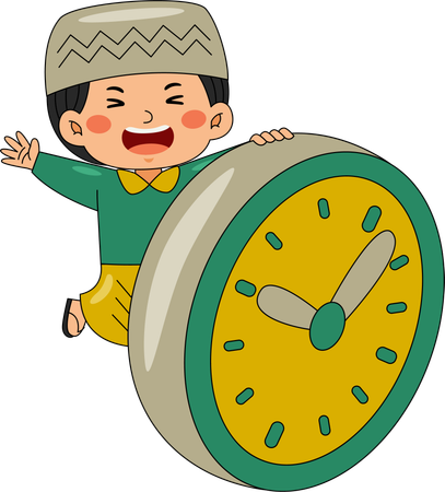 Muslim boy with clock  Illustration