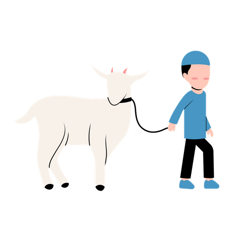 Muslim boy with Goat  Illustration