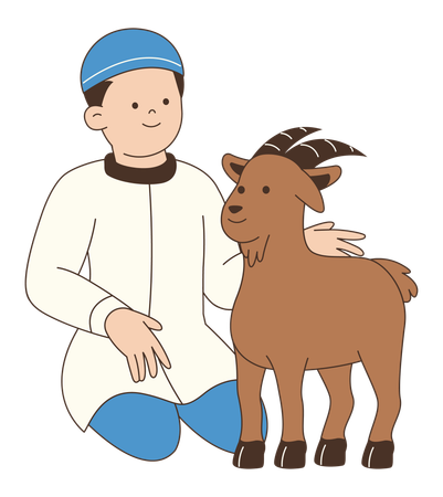 Muslim Boy with Goat  Illustration