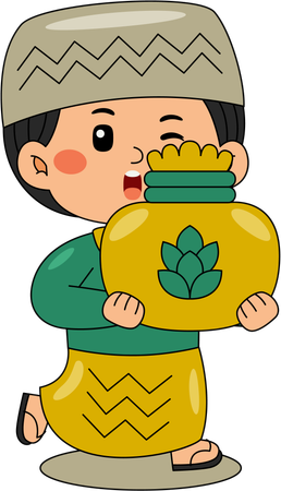 Muslim boy with money sack  Illustration