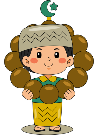 Muslim boy with pearl bracelet  Illustration