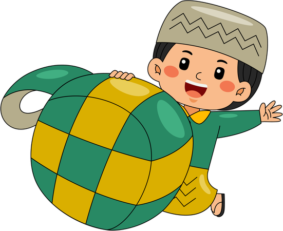Muslim boy with ramadan gift  Illustration