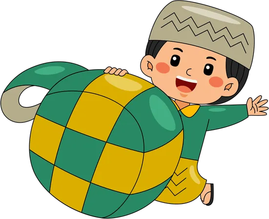 Muslim boy with ramadan gift  Illustration