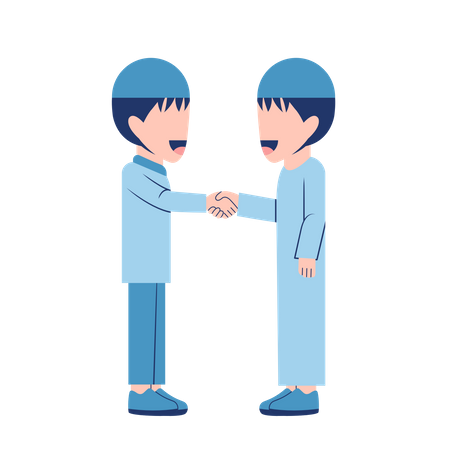 Muslim Boys Shaking Hands  Illustration