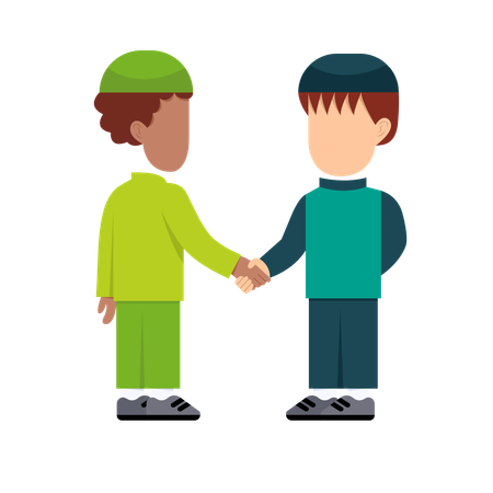 Muslim Boys Shaking Hands  Illustration