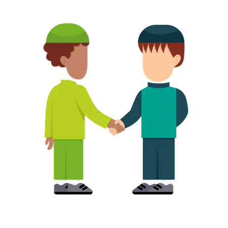 Muslim Boys Shaking Hands  Illustration