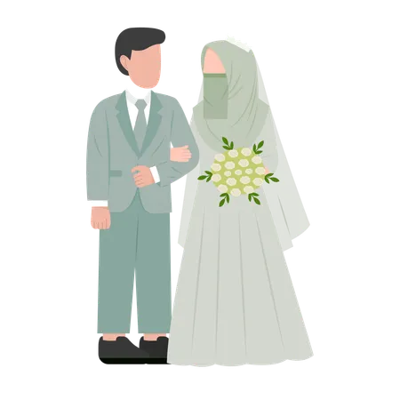 Muslim bride and groom  Illustration