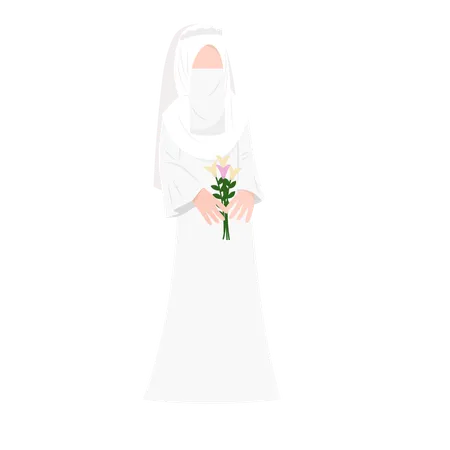 Muslim Bride Wearing Niqab Illustration