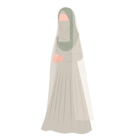 Muslim Bride Wearing Niqab Illustration Illustration