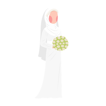 Muslim bride with flower bouquet  Illustration