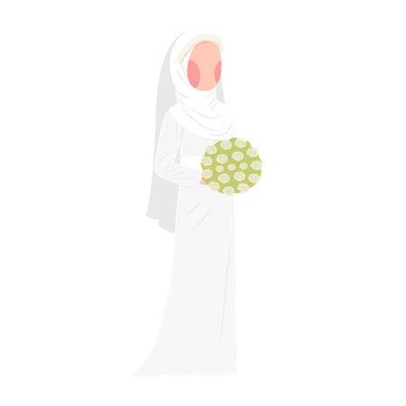 Muslim Bride Wearing Hijab Illustration Illustration