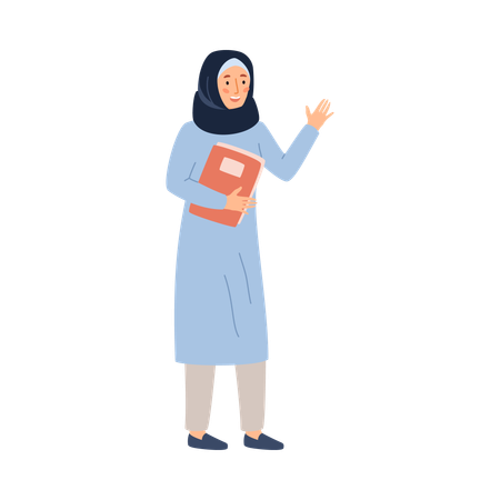 Muslim business woman with documents folder  Illustration