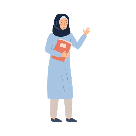 Muslim business woman with documents folder  Illustration