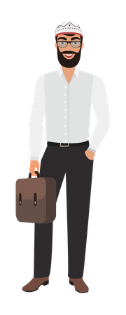 Muslim businessman holding briefcase  Illustration