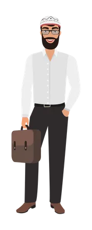 Muslim businessman holding briefcase  Illustration