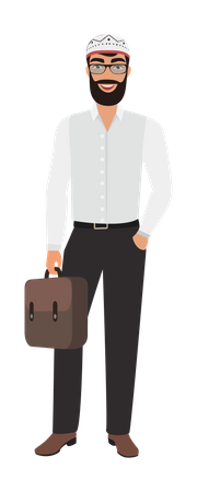 Muslim businessman holding briefcase  Illustration