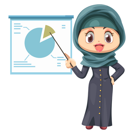 Muslim businesswoman presenting data Illustration