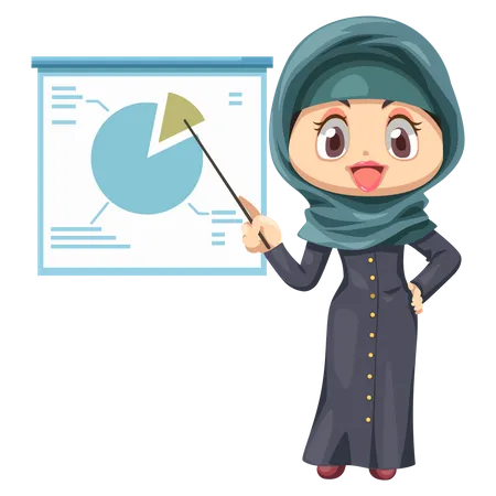 Muslim businesswoman presenting data Illustration