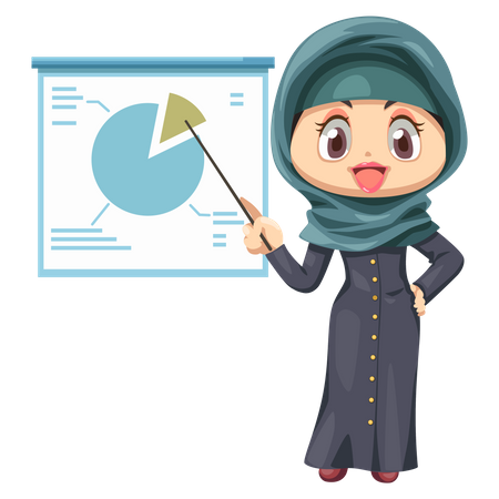 Muslim businesswoman presenting data  Illustration