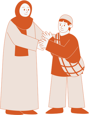 Muslim child apologizes to mother  Illustration