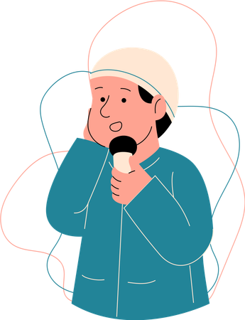 Muslim child call to adzan  Illustration