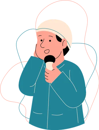 Muslim child call to adzan  Illustration
