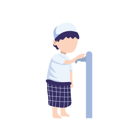 Muslim child doing ablution steps Illustration
