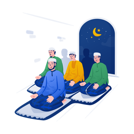Muslim congregational prayer  Illustration