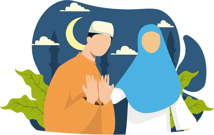 Muslim Couple Illustration