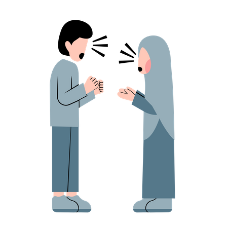 Muslim Couple arguing  Illustration