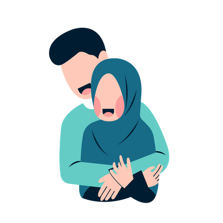 Muslim couple doing funny pose  Illustration