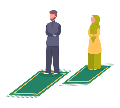 Muslim couple doing namaz prayer  Illustration