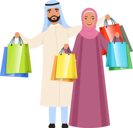 Muslim Couple doing shopping  Illustration
