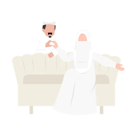 Muslim Couple doing Wedding photoshoot  Illustration