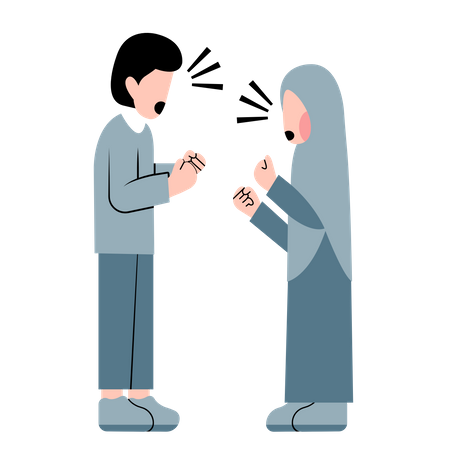 Muslim Couple Fighting  Illustration
