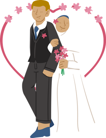 Muslim couple giving romantic pose  Illustration
