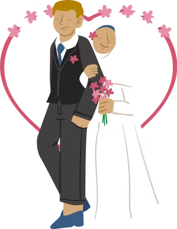 Muslim couple giving romantic pose  Illustration