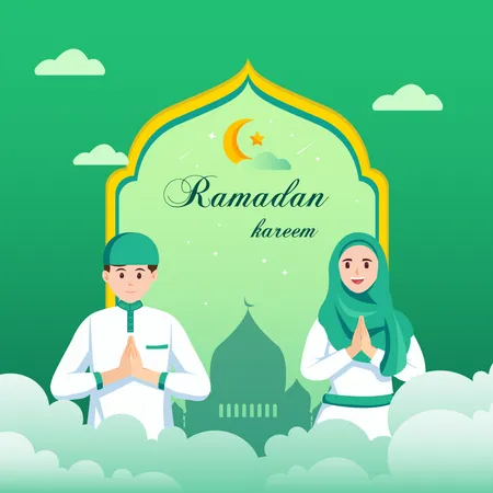 Mosleem Character Illustration Vector Graphic Of Ramadan Flat Vector Template Illustration