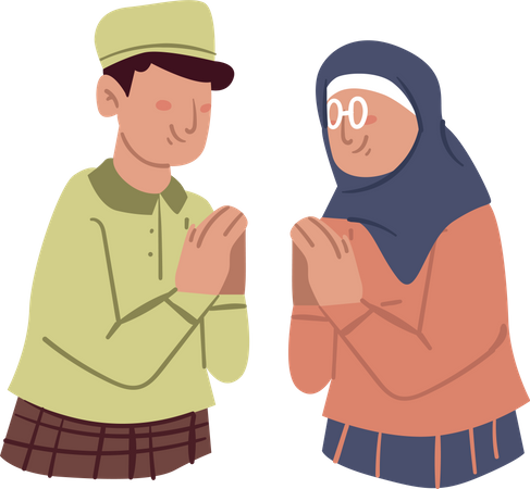 Muslim couple Greeting  Illustration