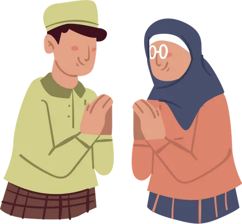 Muslim couple Greeting  Illustration