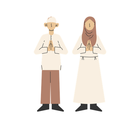 Muslim couple greeting Illustration