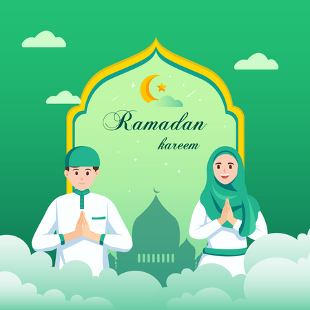 Muslim couple greeting  Illustration