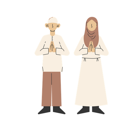 Muslim couple greeting  Illustration