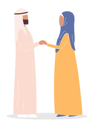 Muslim couple holding hand in hand  Illustration