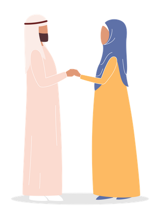 Muslim couple holding hand in hand  Illustration