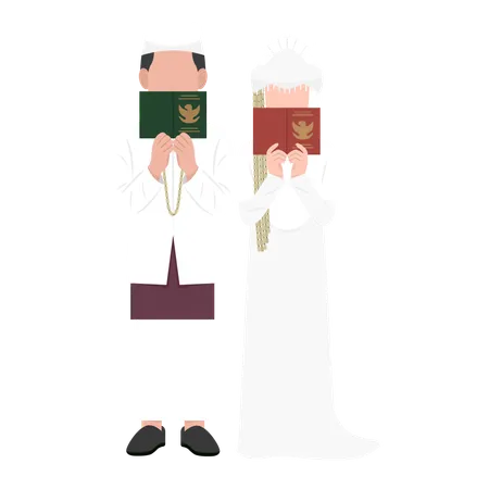 Muslim couple holding Quran  Illustration