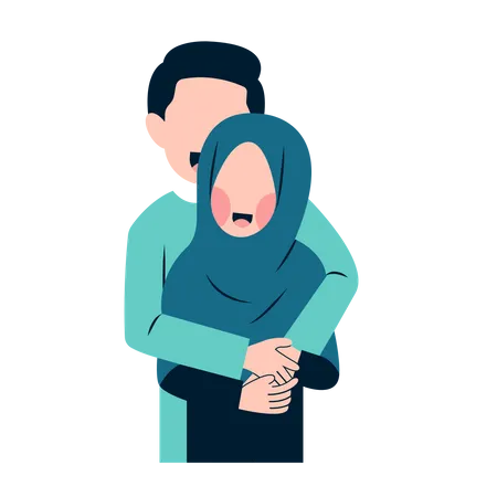 Muslim couple hugging  Illustration