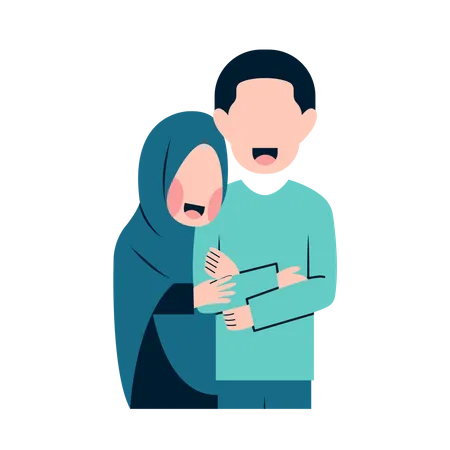 Muslim couple hugging  Illustration