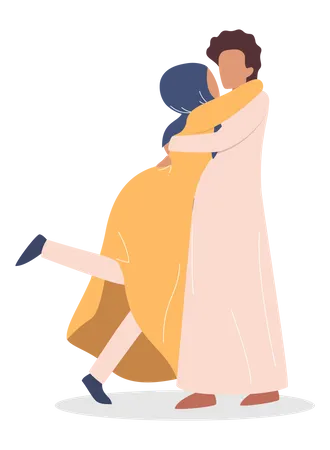 Muslim couple hugging each other  Illustration