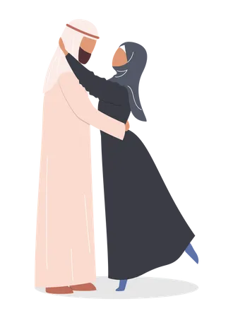Muslim couple hugging each other with love  Illustration